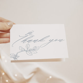 Carte De Remerciements Dusty Blue Vintage Floral Mariage moderne