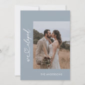 Carte De Remerciements Dusty Blue We Eloped 2 Mariage de script photo (Devant)