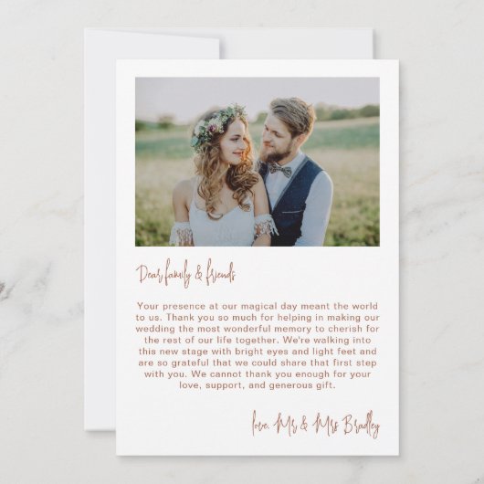 Carte De Remerciements Dusty Blush Romantic Personnalisé Photo Mariage (Dos)