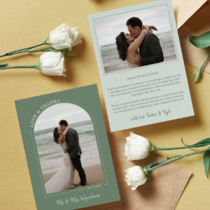 Carte De Remerciements Dusty Green Arch Wedding Photo Love & Thanks