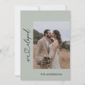 Carte De Remerciements Dusty Green We Eloped 2 Mariage de script photo (Devant)