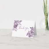 Carte De Remerciements Dusty Mauve Floral Rose Mariage de feuillage (Devant)