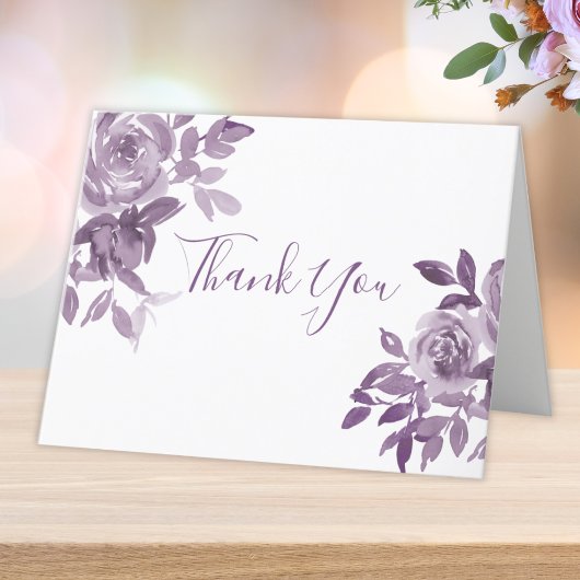 Carte De Remerciements Dusty Mauve Floral Rose Mariage de feuillage