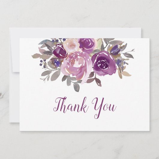 Carte De Remerciements Dusty Mauve Purple Blush FlorMariage (Devant)
