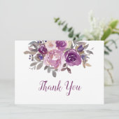 Carte De Remerciements Dusty Mauve Purple Blush FlorMariage (Debout devant)