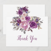 Carte De Remerciements Dusty Mauve Purple Blush FlorMariage (Devant / Derrière)