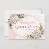 Carte De Remerciements Dusty Pink Boho Eucalyptus Floral 15th Birthday  (Devant)