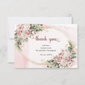 Carte De Remerciements Dusty Pink Floral Greenery Romantic Wedding  (Devant)