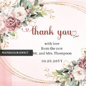 Carte De Remerciements Dusty Pink Floral Greenery Romantic Wedding 