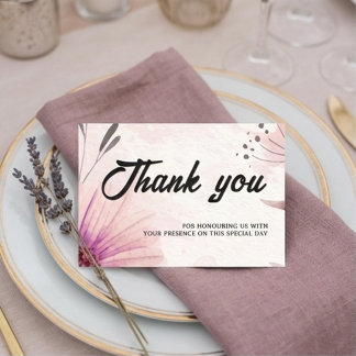 Carte De Remerciements Dusty Pink & Mauve Watercolor Floral Wedding
