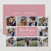 Carte De Remerciements Dusty Pink Modern Photo Mariage (Devant / Derrière)