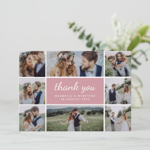 Carte De Remerciements Dusty Pink Modern Photo Mariage