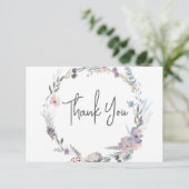 Carte De Remerciements Dusty Purple & Blue Boho Floral Mariage (Debout devant)