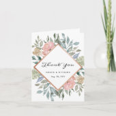 Carte De Remerciements Dusty rose bleu vert rustique Mariage floral sauva (Devant)