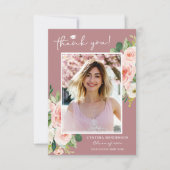 Carte De Remerciements Dusty Rose Blush Graduation Photo (Devant)