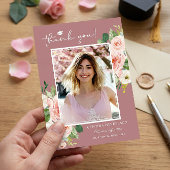 Carte De Remerciements Dusty Rose Blush Graduation Photo
