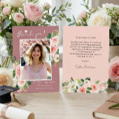 Carte De Remerciements Dusty Rose Blush Graduation Photo