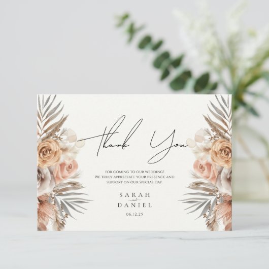 Carte De Remerciements Dusty Rose Floral Wreath Mariage (Debout devant)