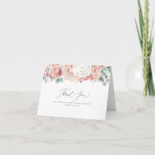 Carte De Remerciements Dusty Rose Peach Flowers Elegant Thank