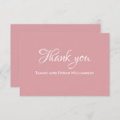 Carte De Remerciements Dusty Rose rose romantique Simple mariage élégant (Devant / Derrière)