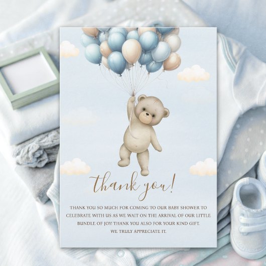 Carte De Remerciements Eagerly Awaiting Baby Boy Bear Shower