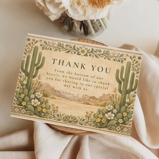 Carte De Remerciements Earthy Botanical Desert Wedding
