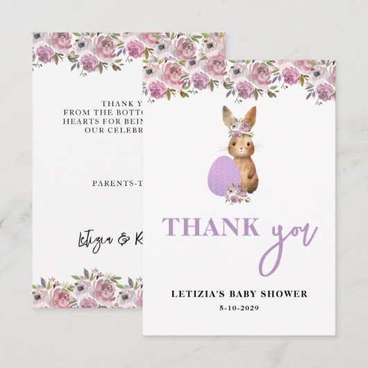 Carte De Remerciements Easter Baby Shower (Devant / Derrière)