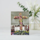 Carte De Remerciements Easter Card Beautiful Cross Covered with Flowers (Debout devant)