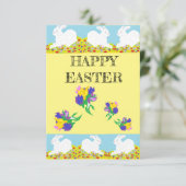 Carte De Remerciements EASTER Greeting    CARDBUNNY RABBIT & LILLY'S (Debout devant)