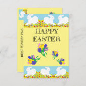 Carte De Remerciements EASTER Greeting    CARDBUNNY RABBIT & LILLY'S (Devant / Derrière)