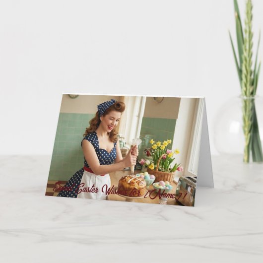 Carte De Remerciements Easter Pin-Up Retro Greeting Card (Devant)