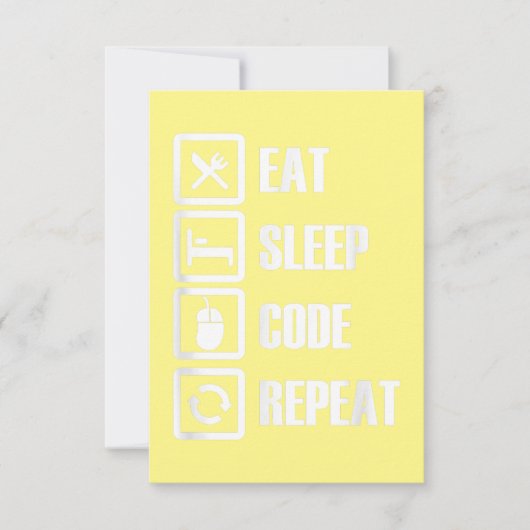Carte De Remerciements Eat Sleep Code Répétition Coding Programmer Ingéni (Devant)