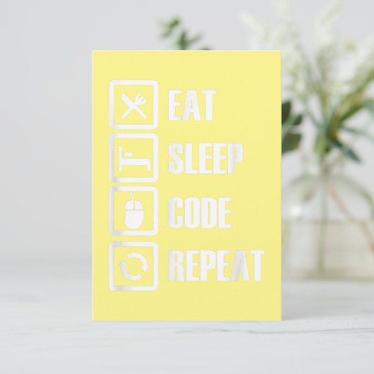 Carte De Remerciements Eat Sleep Code Répétition Coding Programmer Ingéni (Debout devant)