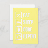 Carte De Remerciements Eat Sleep Code Répétition Coding Programmer Ingéni (Devant / Derrière)