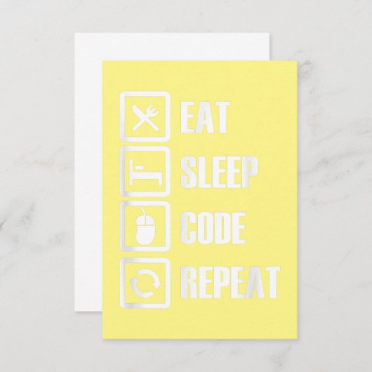 Carte De Remerciements Eat Sleep Code Répétition Coding Programmer Ingéni (Devant / Derrière)