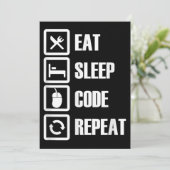Carte De Remerciements Eat Sleep Code Répétition Coding Programmer Ingéni (Debout devant)