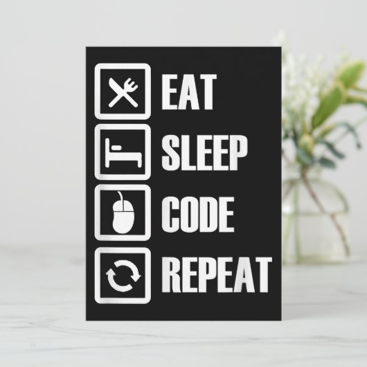 Carte De Remerciements Eat Sleep Code Répétition Coding Programmer Ingéni (Debout devant)