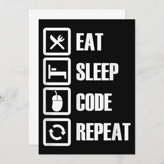 Carte De Remerciements Eat Sleep Code Répétition Coding Programmer Ingéni (Devant / Derrière)