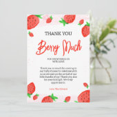 Carte De Remerciements Eau fraise Baby shower fille (Debout devant)
