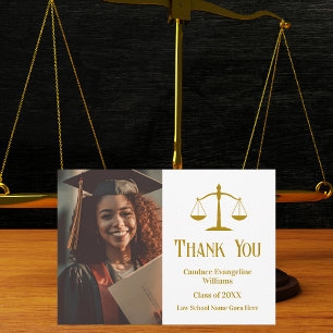 Carte De Remerciements Échelles de justice personnalisées en or pour phot