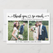 Carte De Remerciements Écriture Calligraphique de Mariage Cœur 2 Photo (Devant)