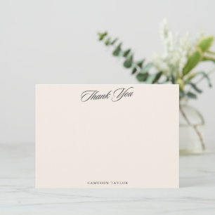 Carte De Remerciements Écriture Calligraphique Élégante Nom Crème Ivoire