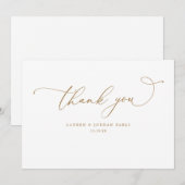 Carte De Remerciements Écriture Calligraphique Élégante Or Mariage (Devant / Derrière)