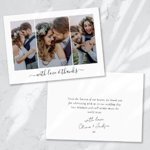 Carte De Remerciements Écriture Calligraphique Mariage Multi Photo
