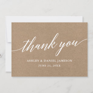 Carte De Remerciements Écriture de calligraphie moderne Kraft de mariage
