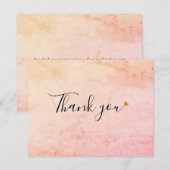 Carte De Remerciements Écriture de marbre à l'aquarelle élégante Cœur dor (Devant / Derrière)