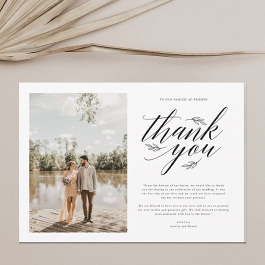 Carte De Remerciements Écriture élégante Calligraphie Photo Mariage