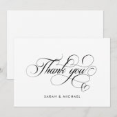 Carte De Remerciements Écriture élégante de calligraphie Noms de mariage  (Devant / Derrière)