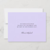 Carte De Remerciements Écriture élégante du mariage de lavande (Dos)