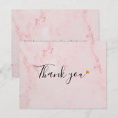 Carte De Remerciements Écriture élégante en marbre rose (Devant / Derrière)